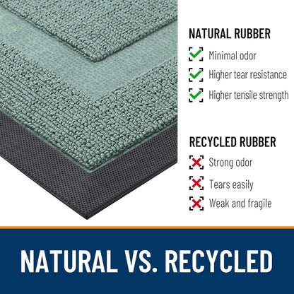 OLANLY Indoor Outdoor Front Door Mat - Waterproof All-Season Doormat, Easy Clean, 47x17, Grayish Green