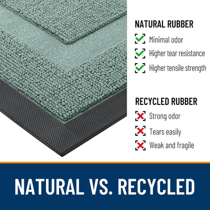 OLANLY Front Door Mat Indoor Outdoor Entrance, Waterproof All-Season, All-Weather Doormat, Sturdy Natural Rubber, Low Profile, Easy Clean Patio Porch Entryway Mat, 35x23, Grayish Green
