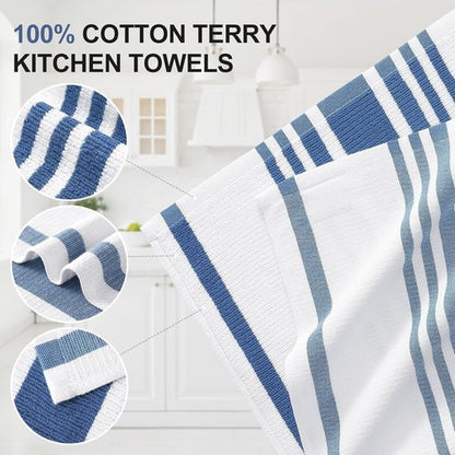 Homaxy Premium Kitchen Towels - Highly Absorbent Cotton Dish Towels, 18”x28”, Navy Blue, 6 Pack