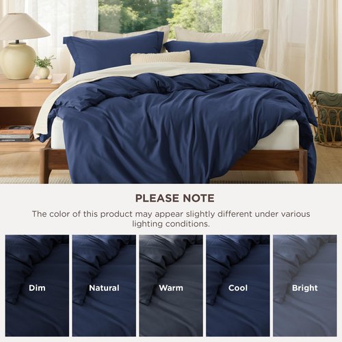 Bedsure Duvet Cover Queen Size - Soft Double Brushed Bedding Set for Kids & Adults, Zipper Closure, 3 Pieces, Includes 1 Duvet Cover (90"x90") & 2 Pillow Shams, NO Comforter, Navy Blue