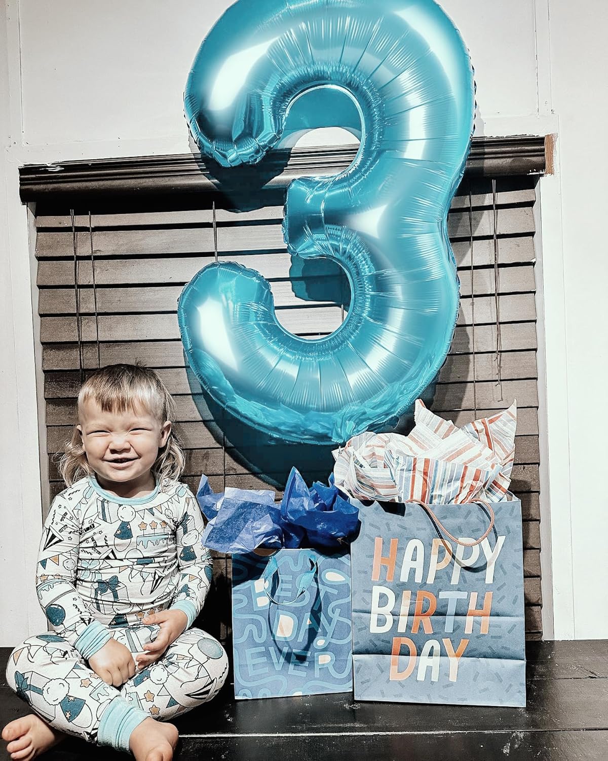 Pearlescent Blue Number 4 Balloon - 40 Inch Birthday Decoration for Girls & Boys