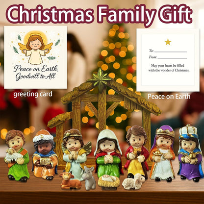 Nativity Scene Figurine Set by 2025 - 12-Piece Christmas Manger Display with Holy Family & Wise Men | Gift-Boxed Holiday Décor