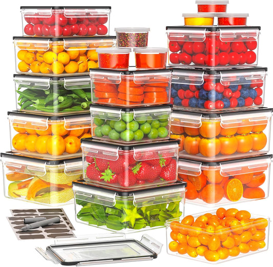 TOPCHASE 40 PCS Food Storage Containers - Airtight, BPA-Free, Leakproof Meal Prep Set with Labels & Pen