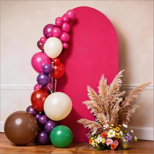 Skiennix 7.2 FT Hot Pink Spandex Arch Backdrop Cover - Perfect for Weddings & Baby Showers
