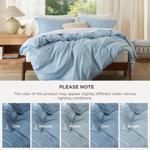 Bedsure Duvet Cover King Size - Soft Double Brushed Bedding Set for Kids & Adults, Zipper Closure, 3 Pieces, Includes 1 Duvet Cover (104"x90") & 2 Pillow Shams, NO Comforter, Light Blue