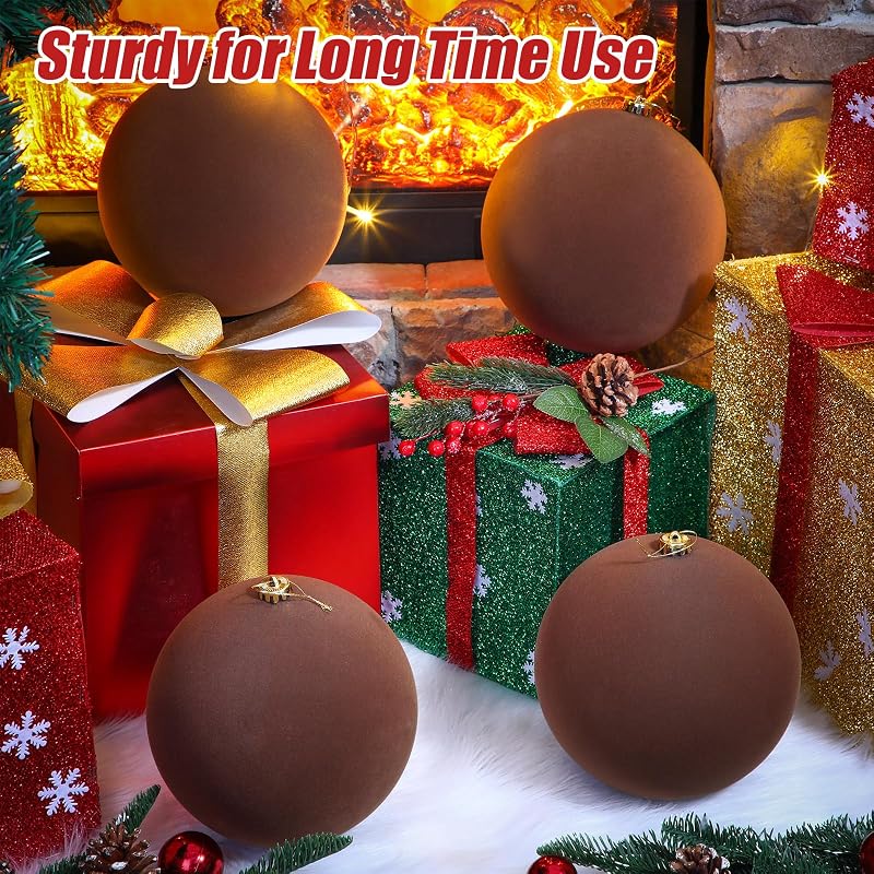 Hollowfly 4Pcs 8in Velvet Christmas Balls – Khaki Brown Variation of THIS listing
