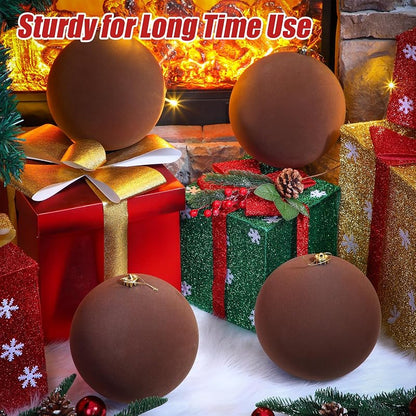 Hollowfly 4Pcs 8in Velvet Christmas Balls – Khaki Brown Variation of THIS listing