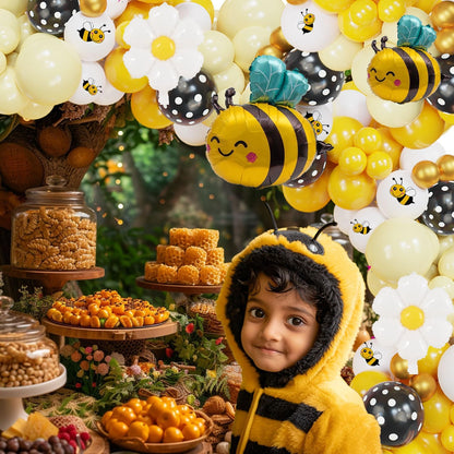 Bumble Bee Balloon Garland Kit - 135Pcs Yellow, Black & White Arch for Baby Showers & Birthday Parties