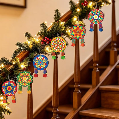 DIY Capiz Star Christmas Ornaments - 24-Piece Color Your Own Parol Lantern Set (Variation: DIY Capiz Star)