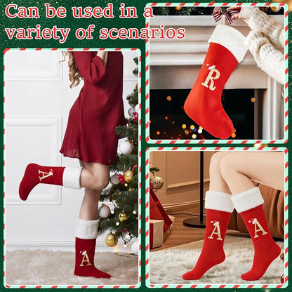 Personalized Initial Christmas Stocking - 20in Velvet Red with Monogram G Stocking for Christmas