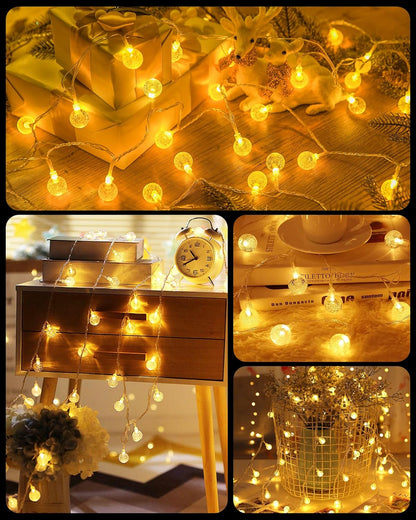 Minetom Crystal Globe String Lights - 33 ft 100 LED Color Changing Fairy Lights with Remote & Timer | Waterproof for Bedroom, Tent, or Party