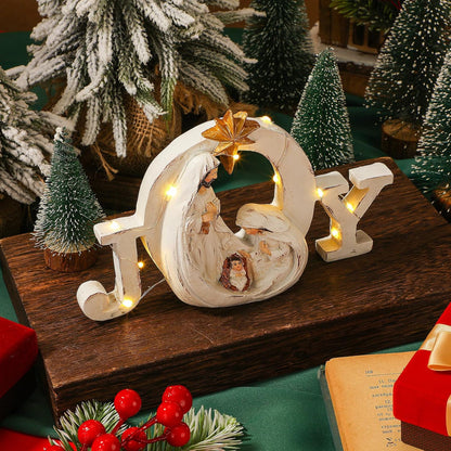 Soaoo Christmas Nativity Scene - LED String Lights & Holy Family Figure Set | Indoor Tabletop Decor