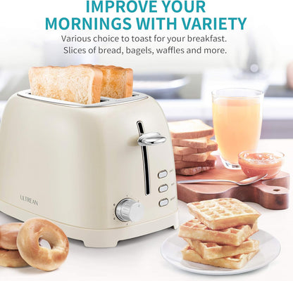 Ultrean 2-Slice Toaster - Extra-Wide Slot for Bagels & Waffles | Stainless Steel with 6 Browning Settings