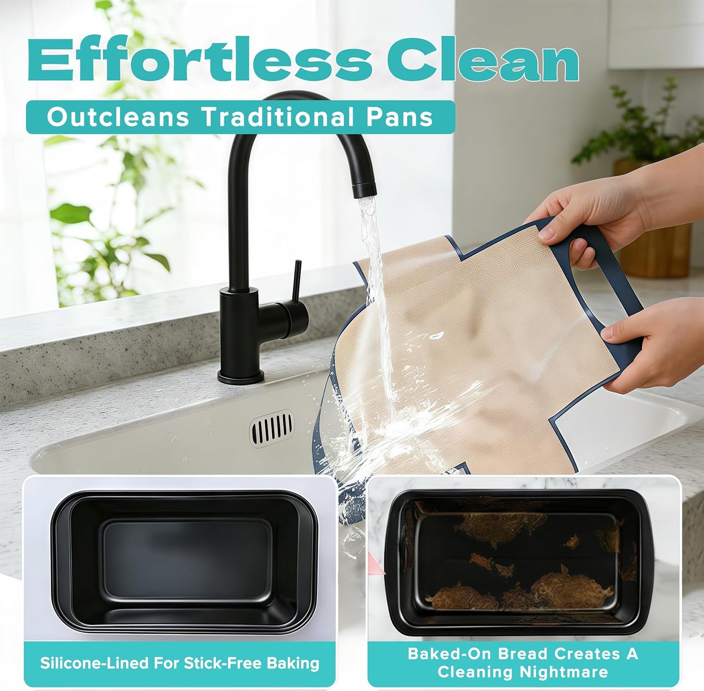 USA Pan 9 x 5 Loaf Pan Set - Nonstick Bread Pans with Silicone Sling for Perfect Baking