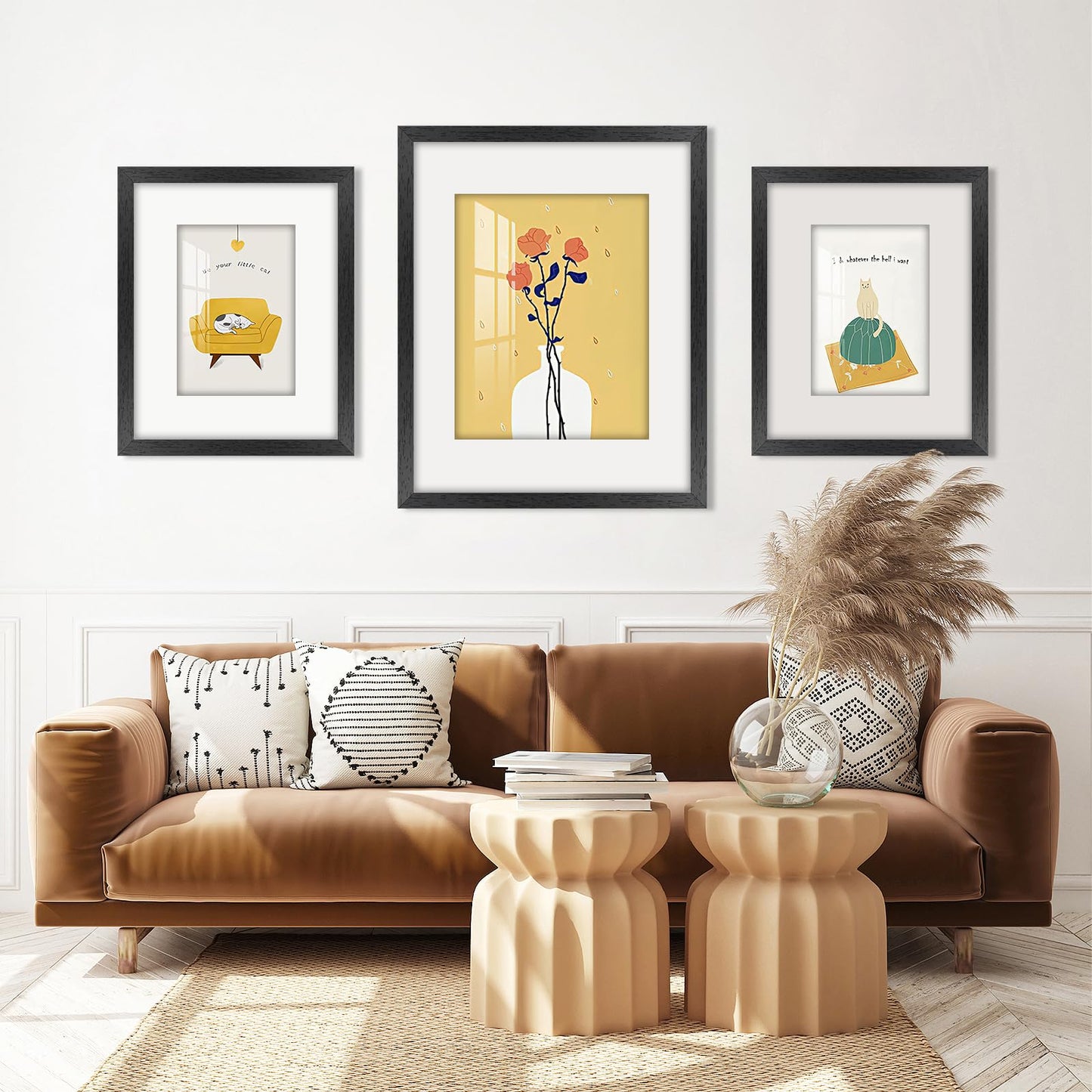 Veelot 8x10 Picture Frame Set of 6 with Shatter-Resistant HD Plexiglass - Use as 5x7 Frame with Mat or Display 8x10 Photo Without Mat - Thin Border Picture Frames for Tabletop Display Black