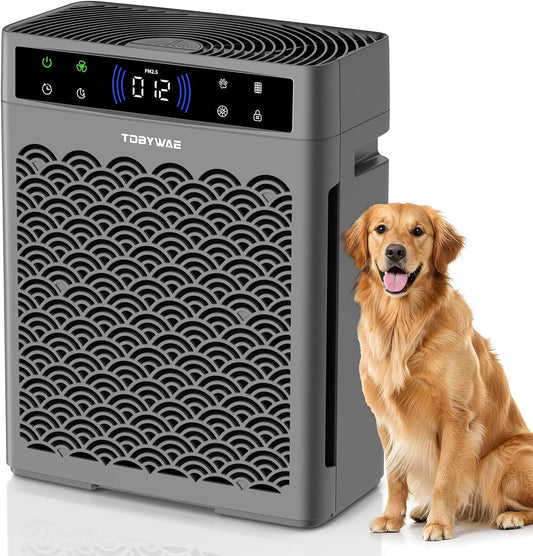 Air Purifier by [Brand Name] - HEPA Filter for Large Rooms Up to 3000 Ft² with Air Quality Monitor & Timer - Grey