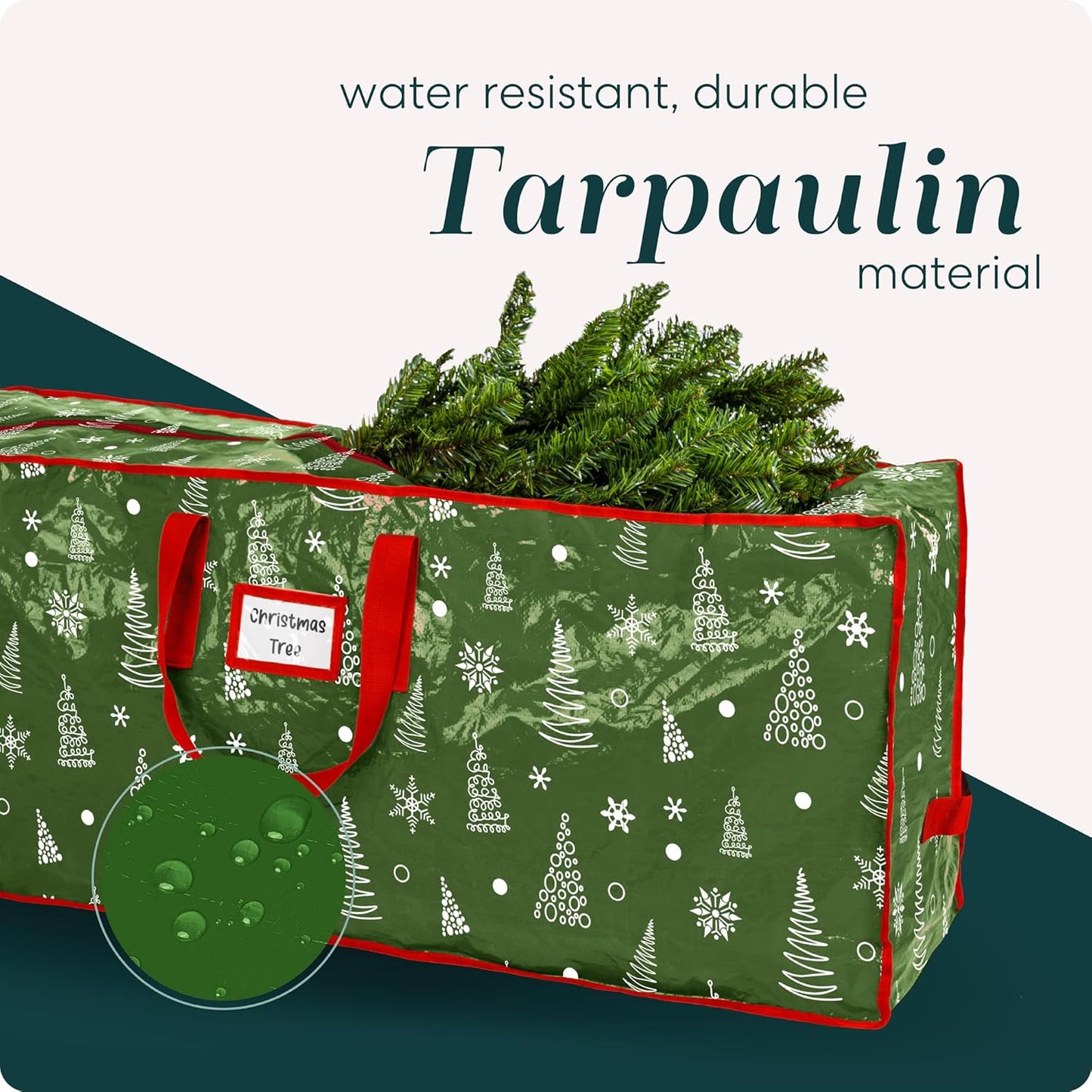 Regine Switzerland Christmas Tree Storage Bag - Durable Waterproof Zippered Design for 9-Foot Trees | Protects Against Dust & Moisture (Green Printed)
