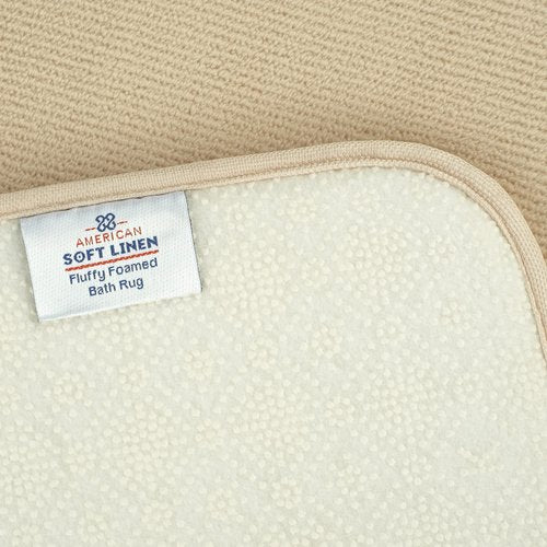 American Soft Linen 21x32 Fluffy Foamed Slip Reducer Bath Rug, Machine Washable Area Bath Mat Rugs for Bathroom, Beige