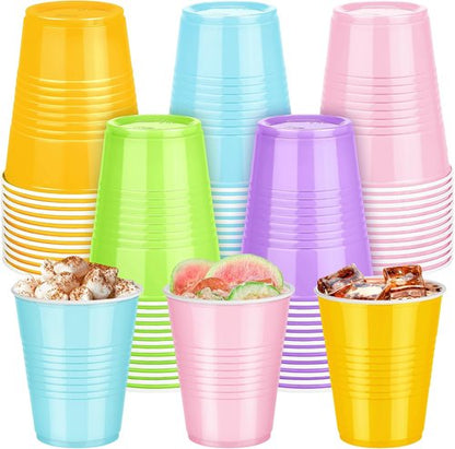 Kochorie 12 Ounce Disposable Plastic Cups - 50 Pack Pastel Rainbow Party Cups for Events & Celebrations