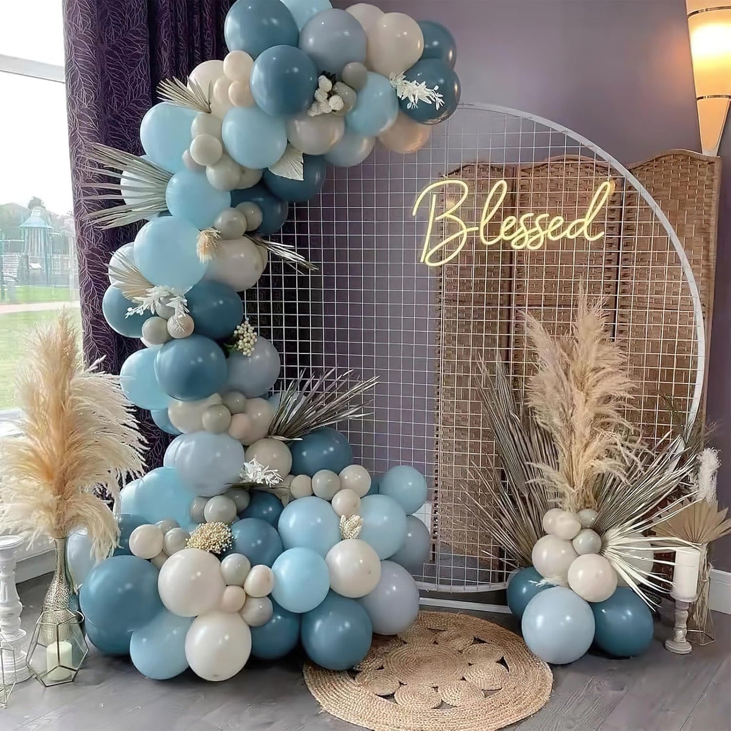 PartyWoo Dusty Blue Balloons - 101pcs 12-Inch Slate Blue Latex Helium Balloons for Baby Shower & Weddings