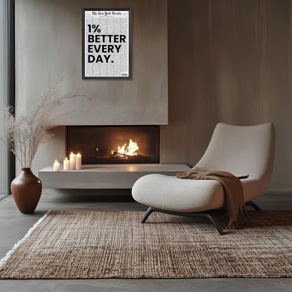 Skiennix Black And White Newspaper Canvas Wall Art - Inspirational Daily Quote Typography | 12x16in Framed Decor
