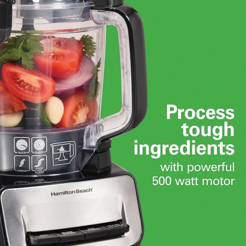 Hamilton Beach Food Processor - 14-Cup Capacity with Stainless Steel Blades & 3-Speed Motor | Black