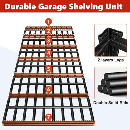 REIBII 6-Tier Garage Shelving | Heavy-Duty Metal Storage Shelves, 3500LBS Capacity, 84" H x 48" W x 20" D