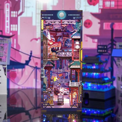 Hands Craft DIY Book Nook Kit - Cyber City Miniature Puzzle with LED Lights & Precision-Cut Pieces