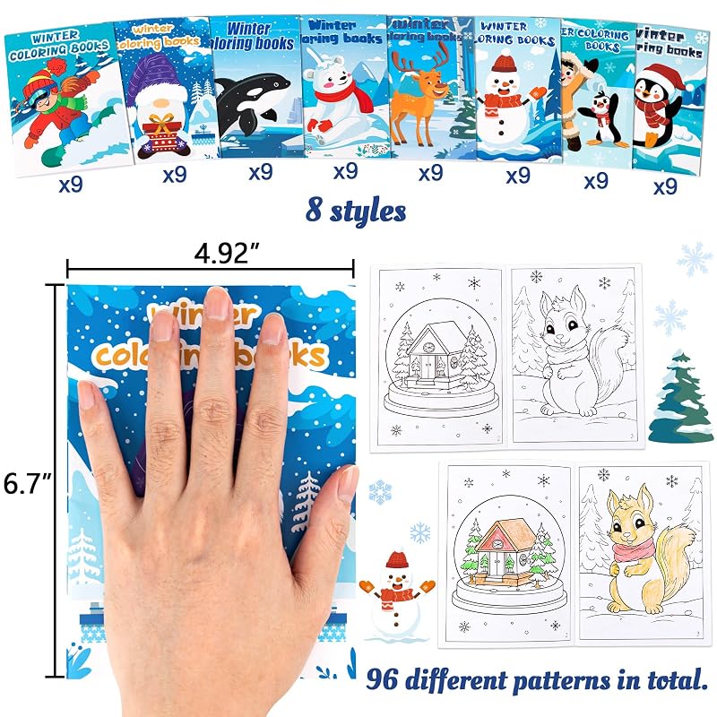 72Pcs Winter Coloring Books for Kids - Christmas Party Favors, 4.92x6.7in, Ages 2-8
