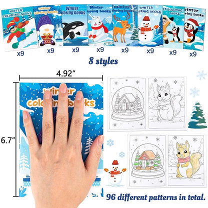 72Pcs Winter Coloring Books for Kids - Christmas Party Favors, 4.92x6.7in, Ages 2-8