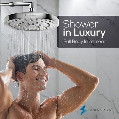 SparkPod Shower Head - High Pressure Rain - Premium Quality Luxury Design - Easy Clean Adjustable Replacement for Your Bathroom Shower Heads (Luxury Polished Chrome, 8 Inch Round)