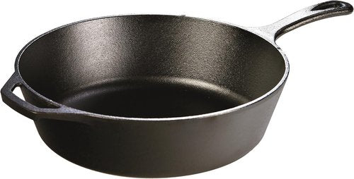 Lodge 5 Quart Pre-Seasoned Cast Iron Deep Skillet - Versatile Cooking for Oven, Stove, or Grill - Black