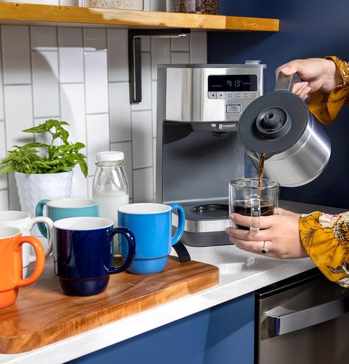 GE Drip Coffee Maker - 10-Cup Thermal Carafe Keeps Coffee Warm for 2 Hours | Adjustable Brew Strength | Stainless Steel