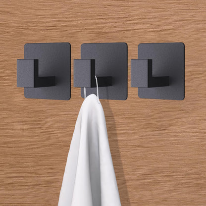 VAEHOLD Heavy-Duty Adhesive Towel Hooks - 4 Pack Aluminum Wall Hooks for Kitchen & Bathroom (Black)