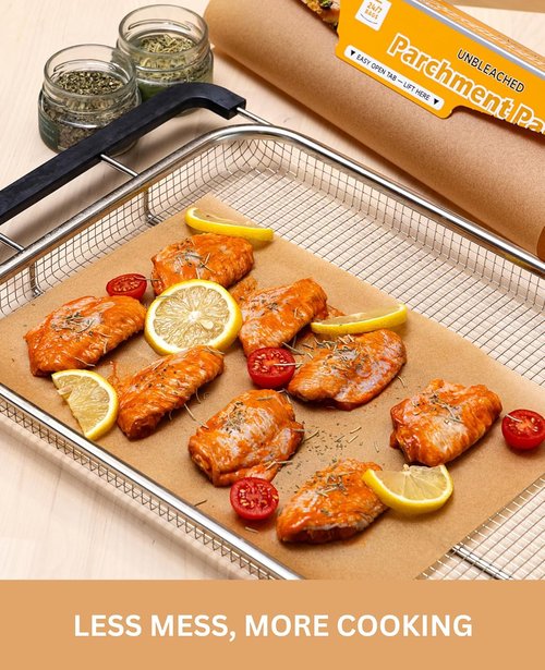 24/7 Bags Parchment Paper Roll - 150 Sq Ft Non-Stick Unbleached Food Safe with Serrated Cutter
