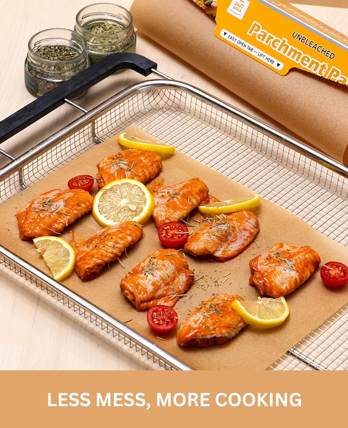 24/7 Bags Parchment Paper Roll - Non-Stick, Food Safe, 300 Sq Ft, 12" Wide | Ideal for Baking & Air Frying