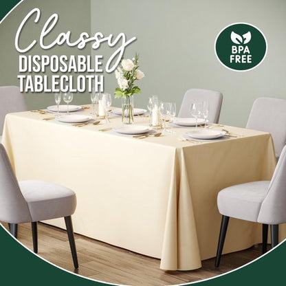 6 Pack Ivory Plastic Table Cloth - 70 x 120 Inch Rectangle Disposable Tablecloth for Parties - Rectangle Tablecloth - Disposable Table Cloths for Parties - Great for Picnics And Formal Events