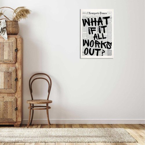 Drimiler Retro Black And White Newspaper Poster - Positive Affirming Quote Canvas Wall Art | 12x16in Framed Decor