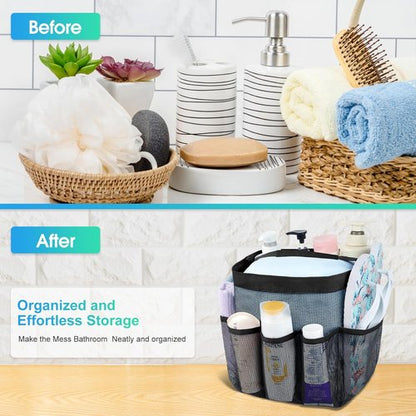 Attmu Mesh Shower Caddy - Portable Dorm Room Organizer with 8 Pockets | Quick Dry Bathroom Bag