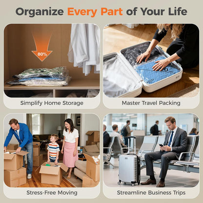 Nicetree Vacuum Storage Bags - 24-Pack with Rechargeable Wireless Pump | 3 Sizes (20/24/28 Inch) for Clothing & Bedding Storage