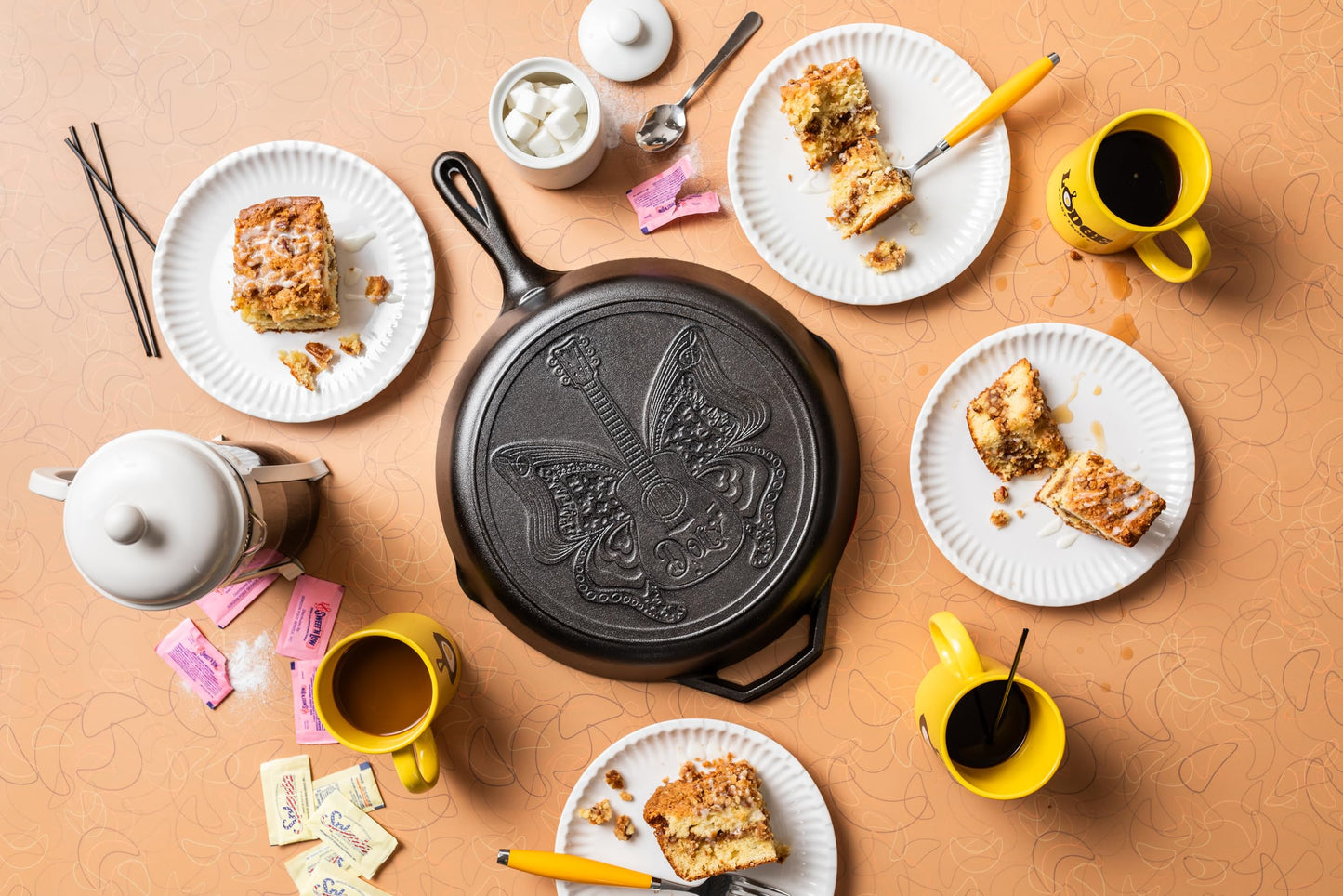 Lodge 12 Inch Dolly Parton Pre-Seasoned Cast Iron Stamped Skillet - Signature Teardrop Handle - Use in the Oven, on the Stove, on the Grill, or Over a Campfire, Black