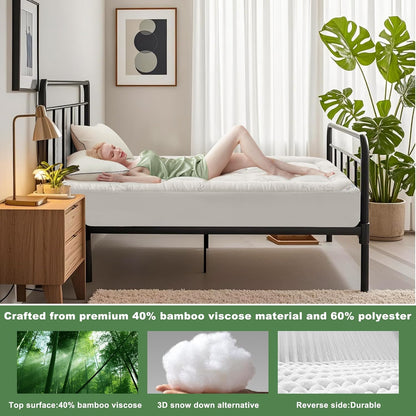 BEDLORE Twin XL Mattress Topper - Soft Bamboo Viscose Pillow Top for Deep Pocket Comfort | Ideal for College Dorms