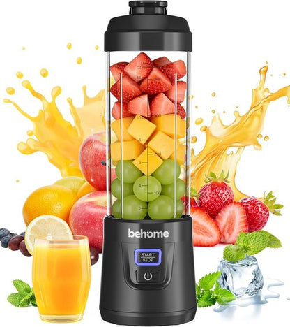Behome Portable Blender - Personal Juicer for Smoothies & Shakes, 14 OZ, USB-C Rechargeable, BPA-Free