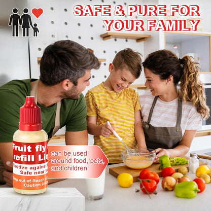 Qualirey Fruit Fly Trap Refill Liquid - 8 Pack, 0.68oz Bottles, Non-Toxic & Safe for Indoor Use