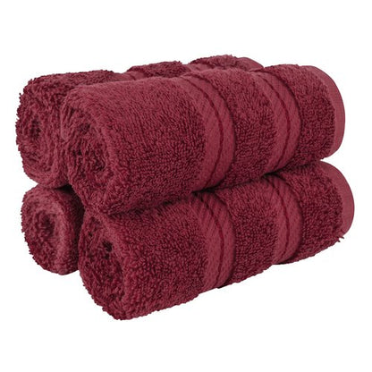 American Soft Linen Luxury Washcloths for Bathroom, 600 GSM 100% Cotton 4 Piece Turkish Wash Cloth Set, 13x13 in Soft Rags for Body and Face, Bordeaux Washcloths