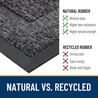 OLANLY Waterproof Front Door Mat - All-Season Indoor/Outdoor Doormat, Easy Clean, 59x23, Black and White