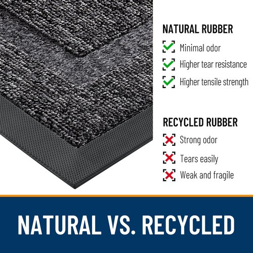 OLANLY Front Door Mat Indoor Outdoor Entrance, Waterproof All-Season, All-Weather Doormat, Sturdy Natural Rubber, Low Profile, Easy Clean Patio Porch Entryway Mat, 33x21, Black and White