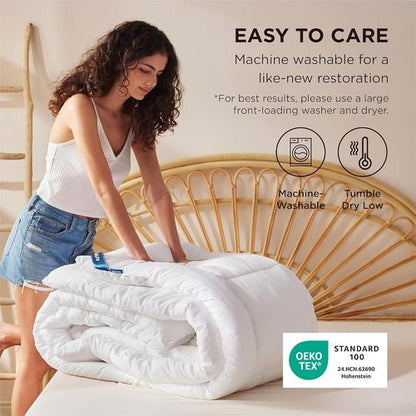 Bedsure Comforter Duvet Insert - All-Season Quilted Down Alternative Blanket, Queen Plus Size 90 x 90 Inches, White