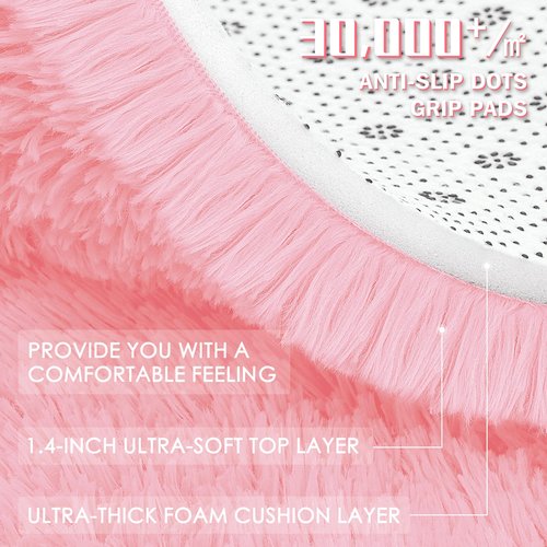 OLANLY 6x9 Machine Washable Large Area Rugs for Living Room, Bedroom, Soft Fluffy Shaggy Bedside Rug, Indoor Floor Carpet for Kids Girls and Boys, Dorms, Nursery, Home Decor Aesthetic, Pink