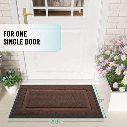 OLANLY Waterproof Front Door Mat - All-Season Indoor/Outdoor Doormat, Easy Clean, 33x21, Chocolate Brown